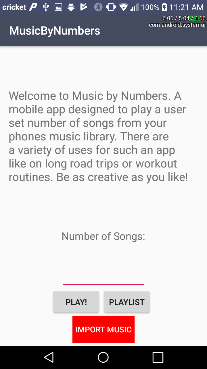 Main Menu of Music by Numbers app